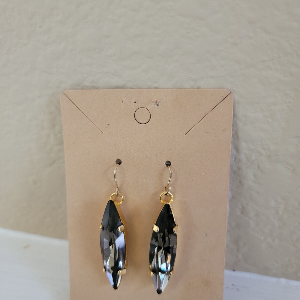 ART DECO STYLE BLACK DIAMOND CRYSTAL EARRINGS (Swarovski Crystal)